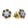 Image 1 : 10KT Yellow Gold 0.29CTW BLACK DIAMOND MICRO-PAVE EARRI