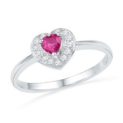 Sterling Silver Womens Round Lab-Created Pink Sapphire