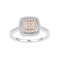 10kt White Rose-tone Gold Womens Round Diamond Square F