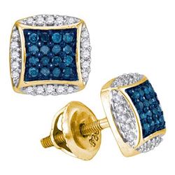 10K Yellow-gold 0.30CTW BLUE DIAMOND MICRO-PAVE EARRING