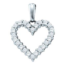 14KT White Gold 0.33CTW DIAMOND HEART PENDANT