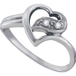 10KT White Gold 0.04CT ROUND DIAMOND LADIES HEART RING