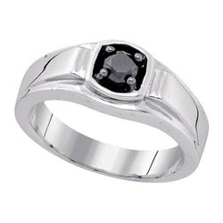 925 Sterling Silver White 0.53CT-DIA BLACK DIAMOND RING