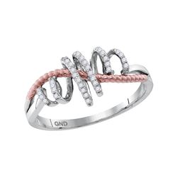 10kt White Gold Womens Round Diamond Pink-tone Rope Spi
