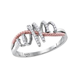 10kt White Gold Womens Round Diamond Pink-tone Rope Spi