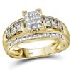 Image 1 : 10kt Yellow Gold Womens Princess Diamond Cluster Bridal