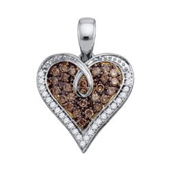 10KT White Gold 0.51CT COGNAC DIAMOND  HEART PENDANT