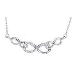 Sterling Silver Womens Round Diamond Infinity Pendant N