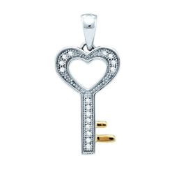 925 Sterling Silver White 0.05CTW DIAMOND KEY PENDANT