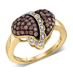 10KT Yellow Gold 0.59CTW DIAMOND MICROPAVE HEART RING