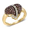 Image 1 : 10KT Yellow Gold 0.59CTW DIAMOND MICROPAVE HEART RING