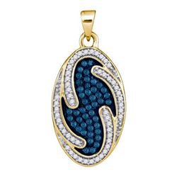 14K White-gold 0.50CTW BLUE DIAMOND MICRO-PAVE PENDANT