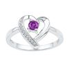 Image 1 : Sterling Silver Womens Round Lab-Created Amethyst Diamo