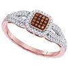 Image 1 : 10KT Rose Gold 0.25CTW DIAMOND BROWN RING