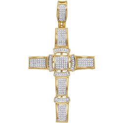 10kt Yellow Gold Mens Round Diamond Segmented Christian