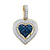 Image 1 : 10K Yellow-gold 0.21CTW BLUE DIAMOND HEART PENDANT