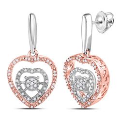 Sterling Silver Womens Round Diamond Rose-tone Heart Da