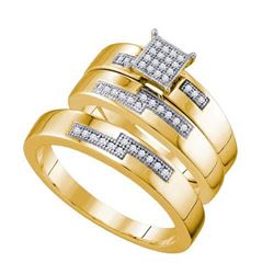 10K Yellow-gold 0.15CT DIAMOND MICRO PAVE TRIO SET
