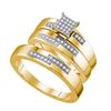 Image 1 : 10K Yellow-gold 0.15CT DIAMOND MICRO PAVE TRIO SET