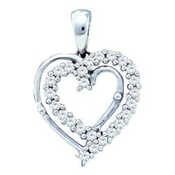 10KT White Gold 0.25CTW DIAMOND LADIES HEART PENDANT