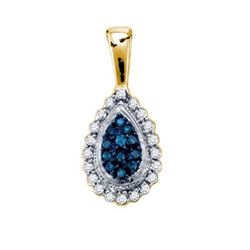 10K Yellow-gold 0.17CT BLUE DIAMOND FASHION PENDANT