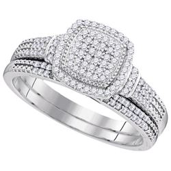 10KT White Gold 0.33CTW DIAMOND MICRO-PAVE BRIDAL SET