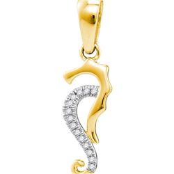 10kt Yellow Gold Womens Round Natural Diamond Seahorse