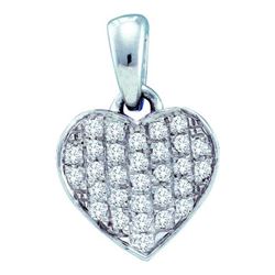 10KT White Gold 0.10CTW DIAMOND HEART PENDANT