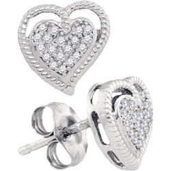 10KT White Gold 0.10CTW DIAMOND HEART EARRING