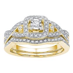 10kt Yellow Gold Womens Round Diamond Twist Bridal Wedd