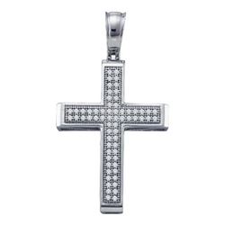 10KT White Gold 0.20CTW DIAMOND CROSS PENDANT