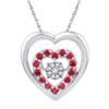 Image 1 : Sterling Silver Womens Round Lab-Created Ruby Heart Mov