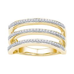 10kt Yellow Gold Womens Round Natural Diamond Striped F