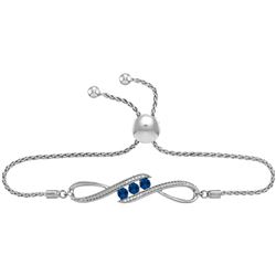 Sterling Silver Womens Round Lab-Created Blue Sapphire