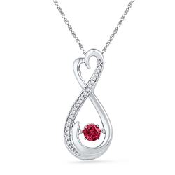 Sterling Silver Womens Round Lab-Created Ruby Infinity