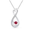 Image 1 : Sterling Silver Womens Round Lab-Created Ruby Infinity