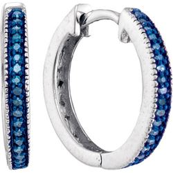 925 Sterling Silver White 0.10CTW BLUE DIAMOND FASHION