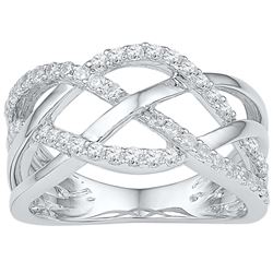 10kt White Gold Womens Round Natural Diamond Woven Cros