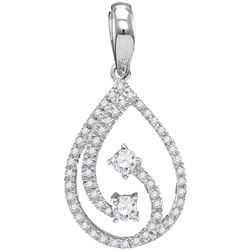 10kt White Gold Womens Round Diamond 2-stone Hearts Tog