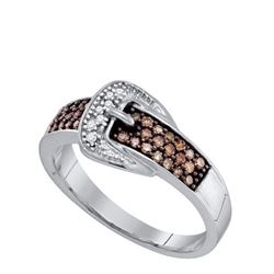 10KT White Gold 0.28CTW COGNAC DIAMOND FASHION BAND