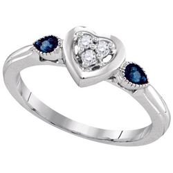 925 Sterling Silver White 0.10CTW BLUE DIAMOND FASHION