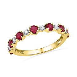 10kt Yellow Gold Womens Round Lab-Created Ruby Fashion