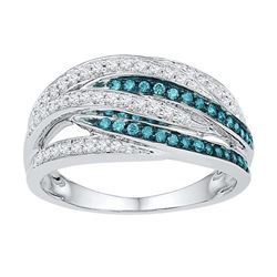 10KT White Gold 0.42CTW BLUE DIAMOND FASHION BAND