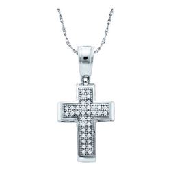 10KT White Gold 0.10CTW DIAMOND CROSS PENDANT