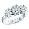 Image 1 : 10KT White Gold 0.25CTW ROUND DIAMOND 3FLOWER LADIES FA