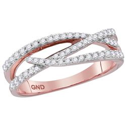 10kt Rose Gold Womens Round Natural Diamond Crossover W