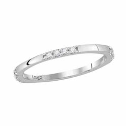 10kt White Gold Womens Round Diamond Stackable Band Rin