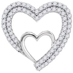 10KT White Gold 0.51CTW DIAMOND HEART PENDANT