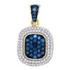10K Yellow-gold 0.50CTW BLUE DIAMOND MICRO-PAVE PENDANT