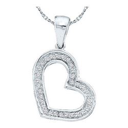 10KT White Gold 0.10CTW ROUND DIAMOND LADIES HEART PEND